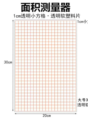 面积测量器透明小方格小学数学几何教学仪器教学具方格纸15cm10cm