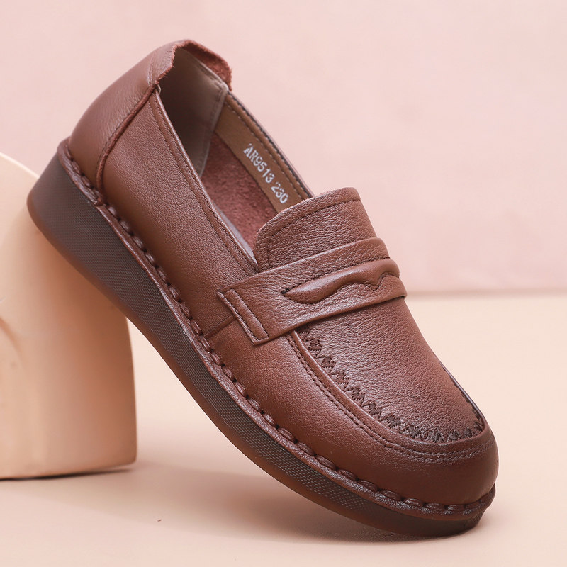 真皮单鞋2025新款妈妈鞋软底中老年女鞋舒适防滑老人皮鞋女平底,女鞋,深口单鞋,淘宝优惠券,粉丝福利购,淘宝优惠卷