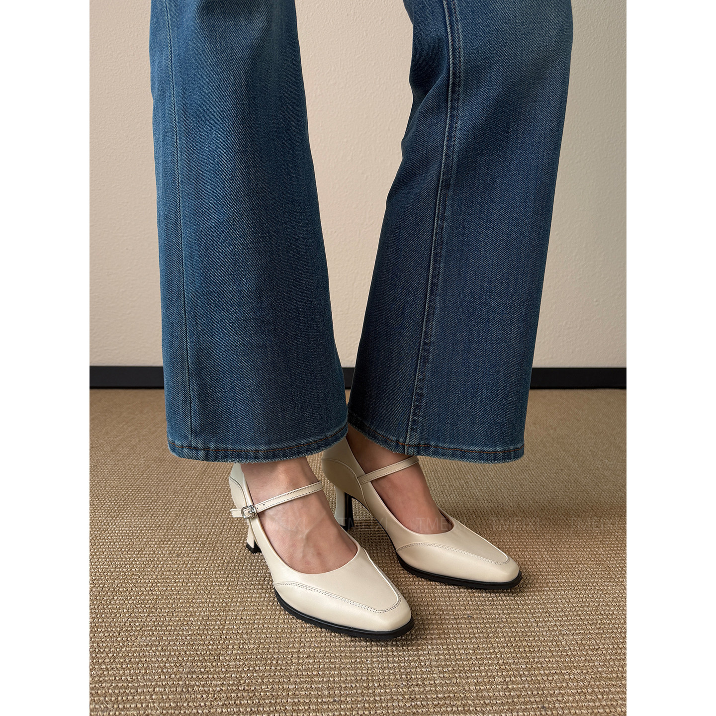 法式粗跟单鞋方头高跟鞋不累脚玛丽珍女鞋2026春季新款百搭欧美风