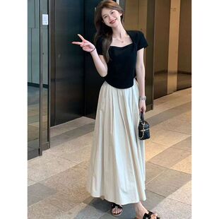 减龄穿搭活泼俏皮套装裙女夏季新款炸街韩系显瘦T恤半身裙两件套