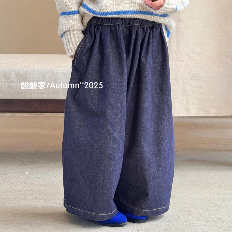 女童裤子深蓝色休闲牛仔裤