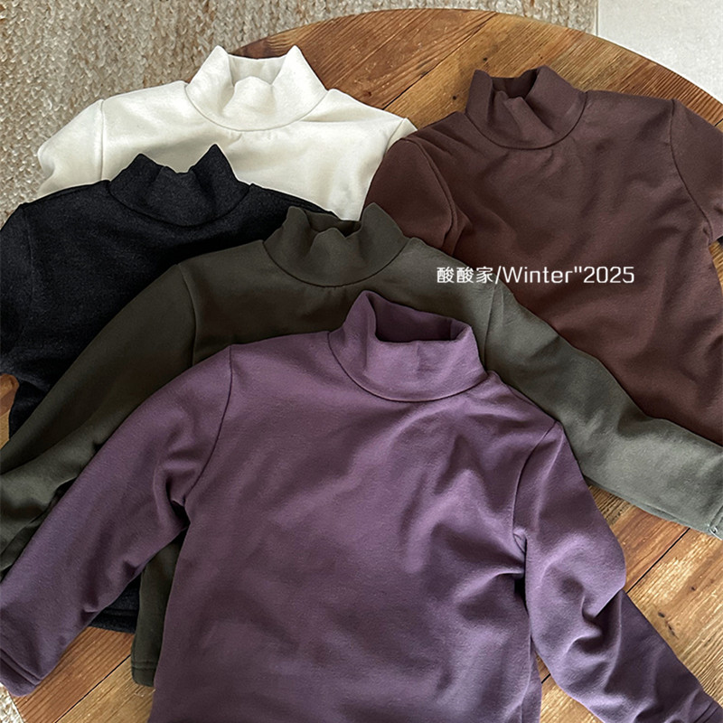 儿童净色加绒高领打底衫