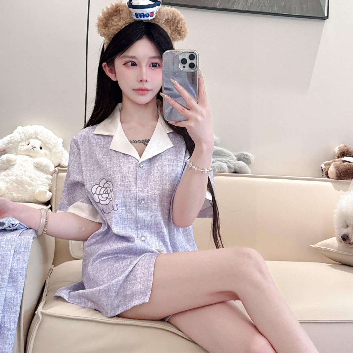 凉感型春夏季新款轻奢山茶花睡衣