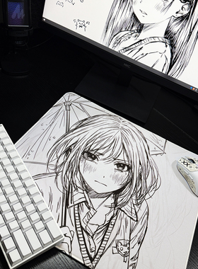 kuroha欲语初雪鼠标垫明日香白色线稿二次元舒适包边中性电竞顺滑