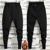 弹力精神小伙小脚束脚九分裤 男修身 高档 子男2025秋冬加绒休闲裤 裤