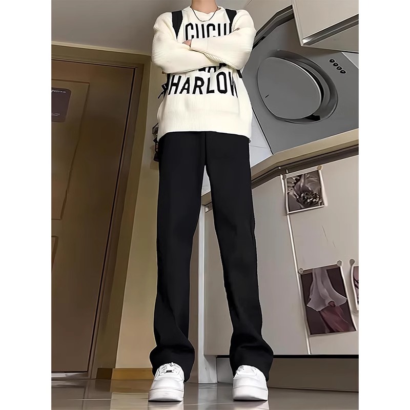 美式黑色西裤弯刀微喇vibe裤子男