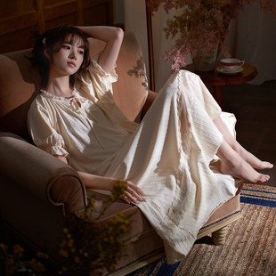 马克公主纯棉睡裙女夏法式公主风睡衣长款大码超火独特绝美家居裙