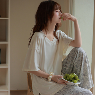 马克公主莫代尔短袖睡衣女款夏简单休闲透气凉感家居服夏天可外穿