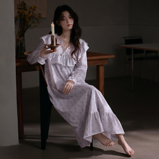 马克公主独特绝美睡裙春秋纯棉温柔碎花睡衣长款公主风仙女家居服