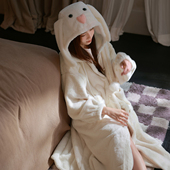 珊瑚绒家居服 连帽可爱睡袍保暖加厚加绒长款 马克公主冬季 睡衣女款