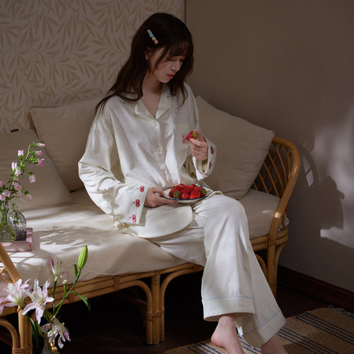 马克公主甜美樱桃纯棉睡衣女春秋