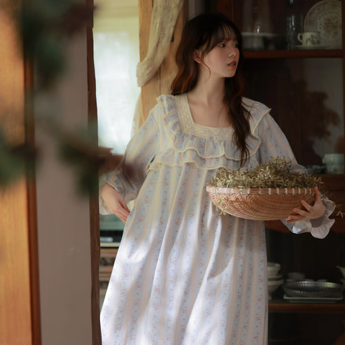 马克公主法式碎花甜美温柔睡衣裙