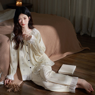 马克公主纯棉睡衣女款春秋长袖甜美可爱少女家居服小个子秋季套装