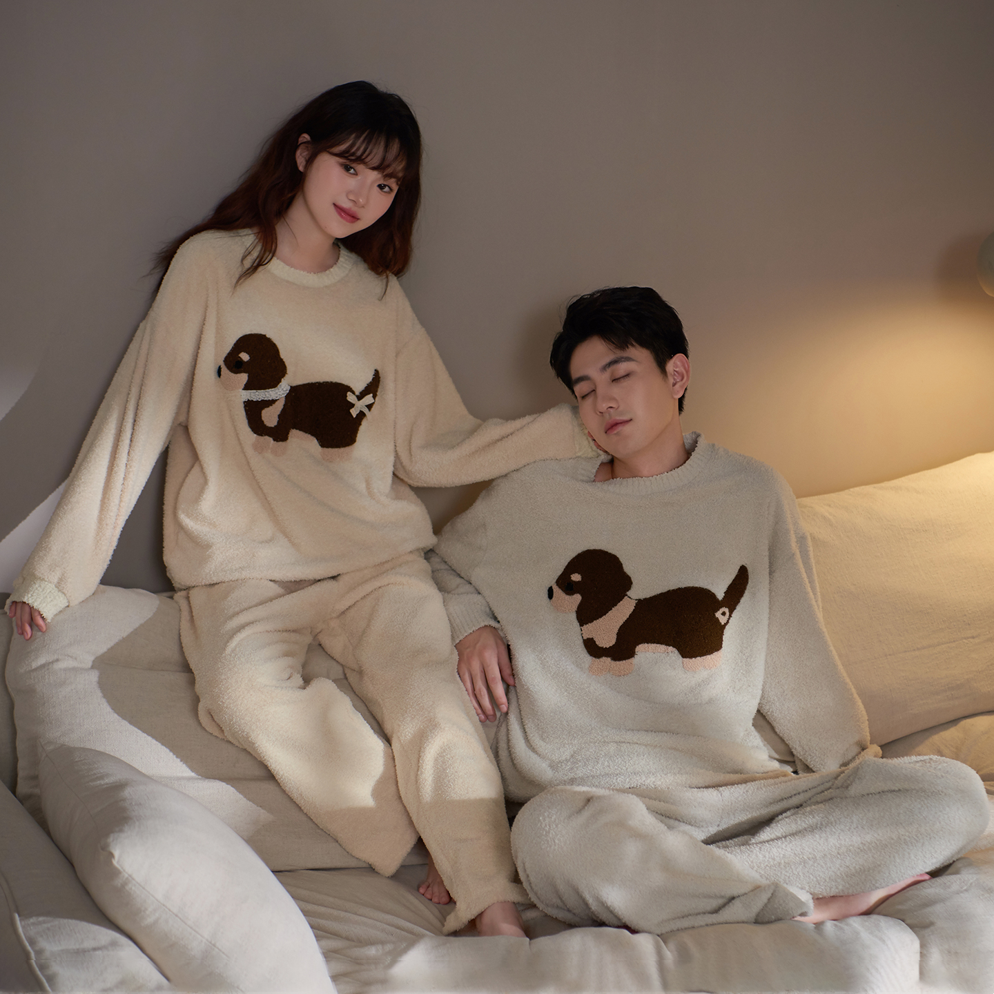 马克公主情侣可爱毛绒加厚睡衣冬