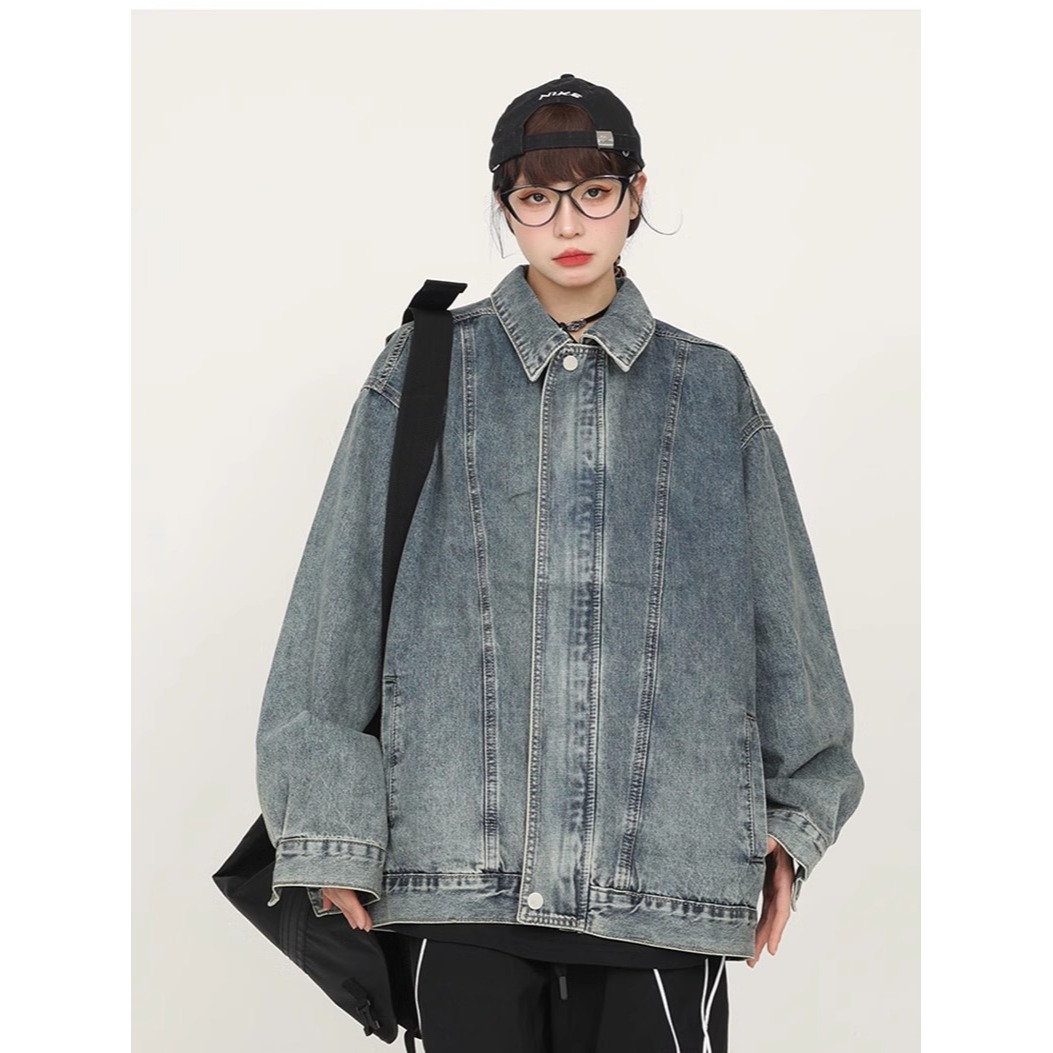美式复古牛仔外套男女高级感痞帅