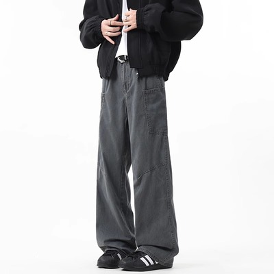 潮标蒂多口袋工装牛仔裤男款直筒