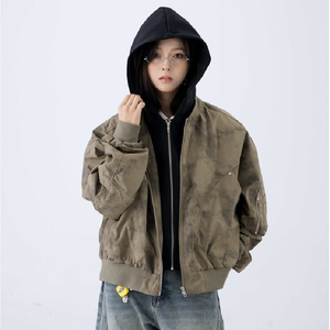 秋25美式潮牌扎染假两件连帽夹克情侣宽松街头外套102B-JK8841P85图片