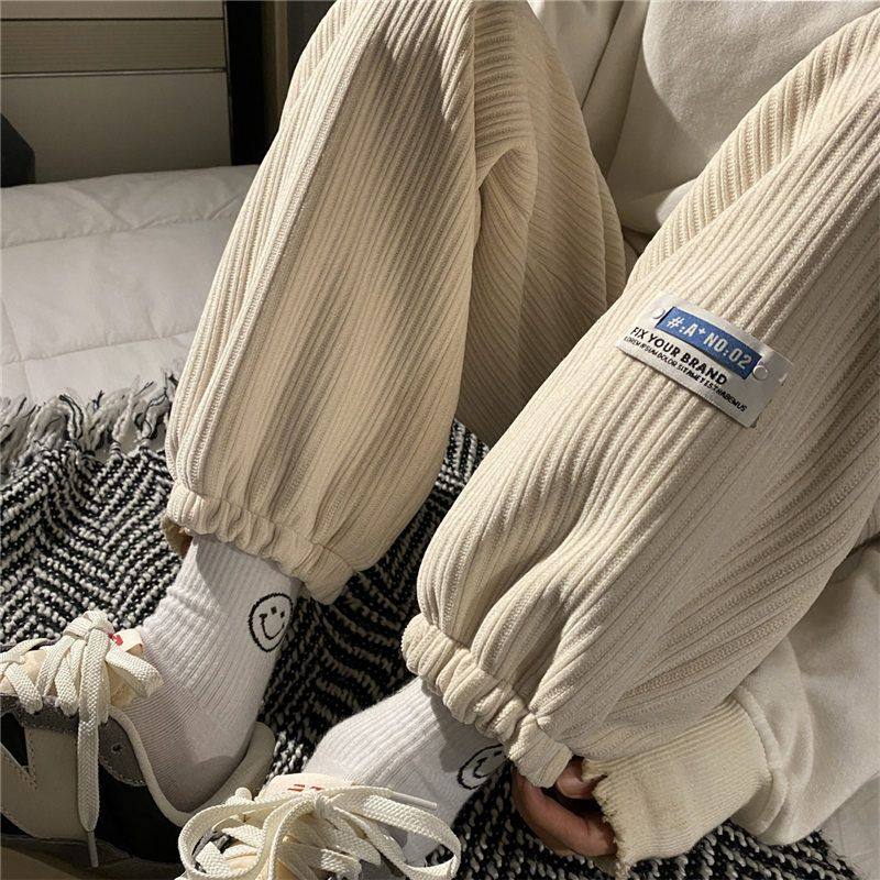 加绒灯芯绒哈伦裤加厚韩版休闲裤束脚裤男女潮102B-K051P40加绒48,男装休闲裤,星座102B