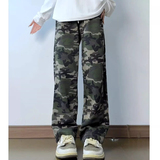 美式复古弯刀迷彩裤男款春秋垂感直筒微喇卫裤cleanfit慵懒风裤子，男装休闲裤，星座102B