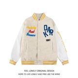 美式复古潮字母刺绣棒球服宽松学生情侣夹克外套102B-JK582P78，男装夹克，星座102B