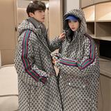 韩高订面料logo连帽羽绒服情侣中长款冬加厚外套102B-Y909P295，男装羽绒服，星座102B