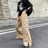 2024春贴袋工装休闲排扣裤宽松直筒机能纽扣长裤男女102B-K165P58，女装休闲裤，星座102B