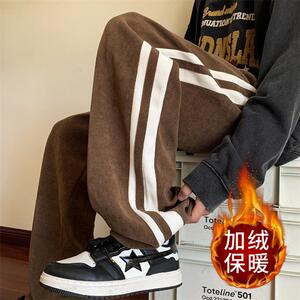 原版原图欧棉绒高质量宽松阔腿直筒休闲裤卫裤102B-K193P45加绒50图片