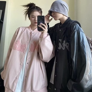 夹克刺绣皮衣棒球服外套流行美式街头高级感上衣102B-JK189P85图片
