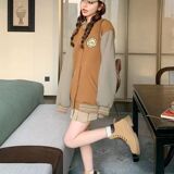 秋25美式慵懒学院风棒球服外套撞色宽松休闲夹克102B-JK873P75，男装夹克，星座102B