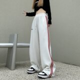 2024秋运动风条杠抽绳束腿休闲裤男女运动裤宽松潮102B-K222P50，男装休闲裤，星座102B