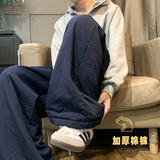 藏青色加绒棉裤北极绒