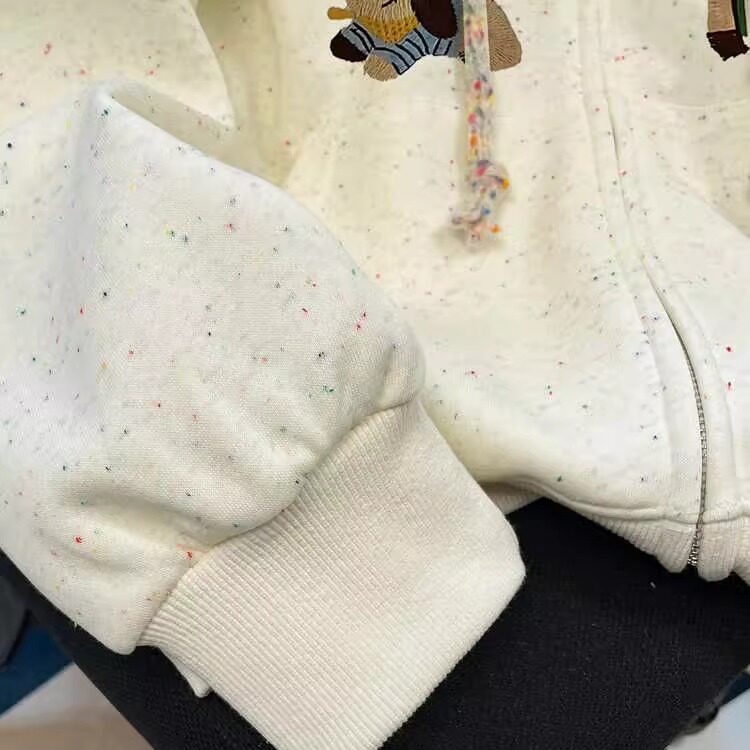 加绒设计感可爱腊肠狗外套开衫宽松连帽卫衣102B-W22804P58加绒68,女装短外套,星座102B