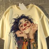 纯棉美式艺术小丑人物短袖t恤男女夏新款上衣T恤潮102B-T2114P30，男装T恤，星座102B