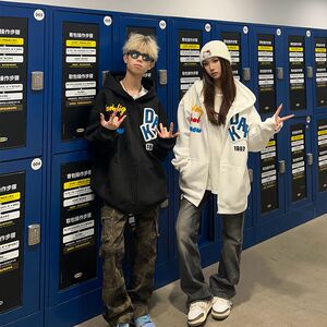 秋2025原版重工英文刺绣食毛华棉复合连帽卫衣男女102B-W1386P55图片