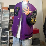 秋25美式复古黑红拼接刺绣棒球服休闲宽松潮牌夹克102B-JK875P78，男装夹克，星座102B