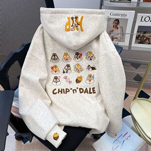 洋气绒连帽开衫卫衣慵懒风重磅刺绣拉链外套102B-W2762P55加绒65图片