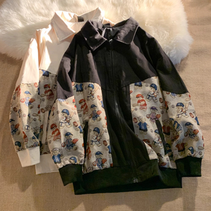 秋款设计感拼接小熊夹克外套宽松复古棒球服ins潮102B-W8362P48