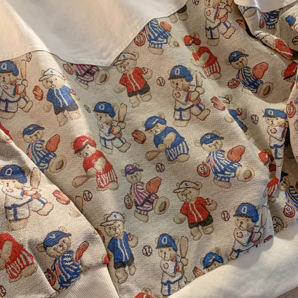 秋款设计感拼接小熊夹克外套宽松复古棒球服ins潮102B-W8362P48,男装夹克,星座102B