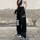 2024秋抽绳字母裤嘻哈hiphop街舞潮运动阔腿休闲裤102B-K741P40，男装休闲裤，星座102B