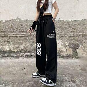 2024秋抽绳字母裤嘻哈hiphop街舞潮运动阔腿休闲裤102B-K741P40图片