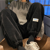 加绒灯芯绒哈伦裤加厚韩版休闲裤束脚裤男女潮102B-K051P40加绒48，男装休闲裤，星座102B