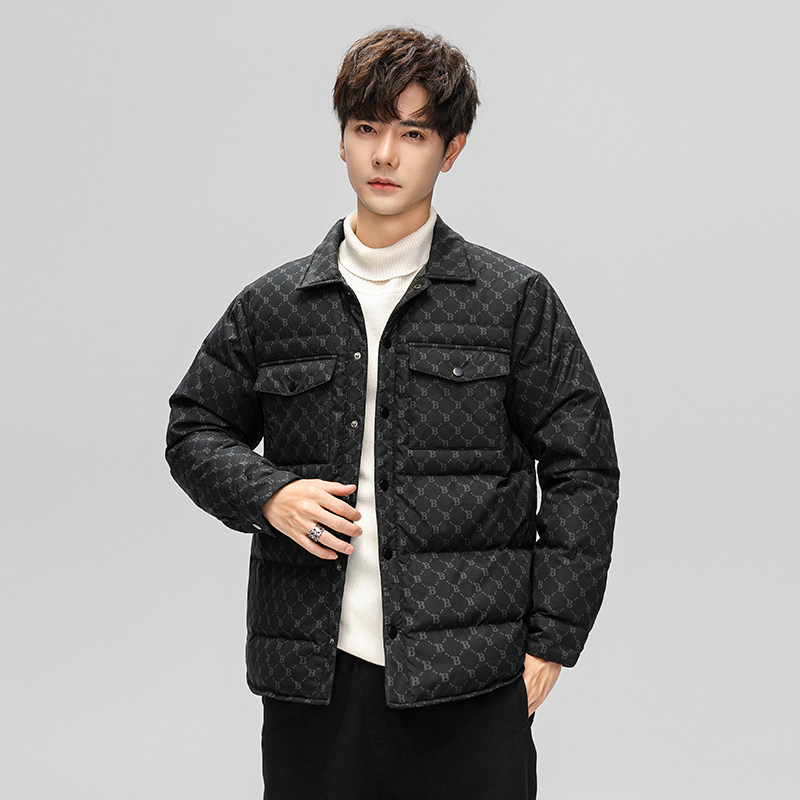 冬款羽绒服男字母logo翻领加厚按扣短款外套羽绒衣102B-Y5328P155,男装羽绒服,星座102B