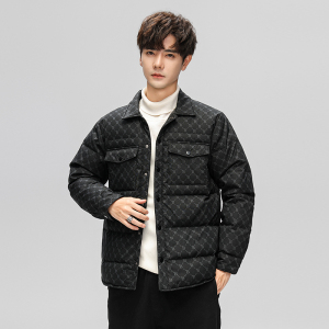 冬款羽绒服男字母logo翻领加厚按扣短款外套羽绒衣102B-Y5328P155图片