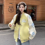 秋2025复古猫咪刺绣棒球服外套情侣宽松夹克上衣潮102B-JK821P78，男装夹克，星座102B