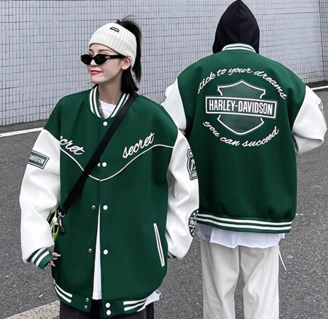 vintage复古棒球服男春秋季美式高街嘻哈外套青少年潮ins宽松夹克图片