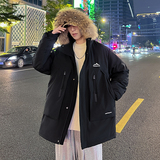 羽绒服情侣中长款冬装大毛领加厚大口袋工装白鸭绒102B-Y8810P195，男装羽绒服，星座102B