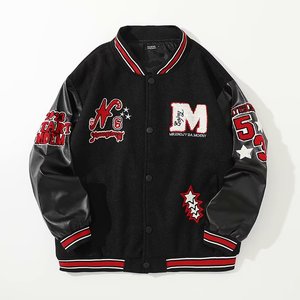 美式棒球服男女穿搭高街设计小众ins潮夹克情侣外套102B-W854P85,男孩陆和什么字搭配图片