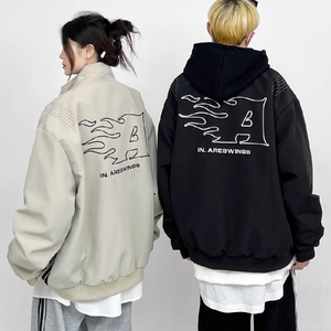 秋2025美式高街字母火焰飞行服夹克男女潮宽松外套102B-jk8012P88图片