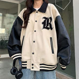 秋2025美式复古拼接棒球服韩版学生宽松夹克外套潮102B-JK853P75，男装夹克，星座102B