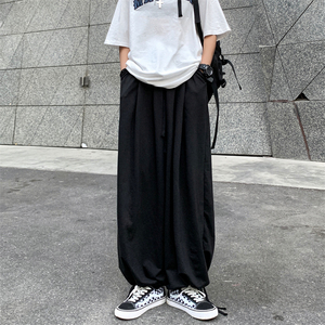 ins复古街头个性灯笼裤阔腿抽绳宽松束脚裤男女款102B-K353P40特图片